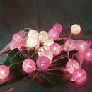 20LED Cotton Ball Fairy String Lights Wedding Holiday Decor EU (Pink) A