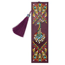 DIY Peafowl Special Shaped Diamond Painting Leather Bookmark with Tassel