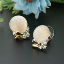 Diamond Temperamental Bowknot Earrings Brilliant Cat Eye Stone Earrings