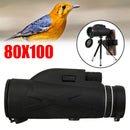 80X100 Zoom Optical HD Lens Monocular Telescope+ Tripod+Clip For Cell Phone bs