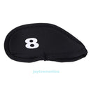 10Pcs Durable Neoprene Golf Head Cover Club Iron Putter Head Protector Set Black