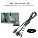 6ft HDMI to VGA Adapter w/Audio Male to Male Cable for PC Monitor Projector A