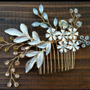 Women Hairpin Hair Comb Clip Floral Head Piece Crystal Flower Bride Hair Pi W9X8