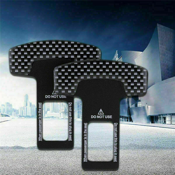 2pcs Carbon Fiber Car Safety Seat Belt Buckle Alarm Clip Universal Stopper T9C6