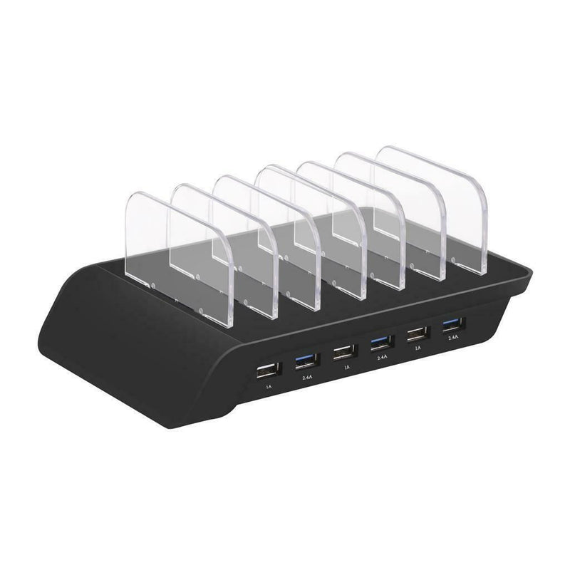 Multi Port Fast Charging USB Phone Charger Station Dock Stand AU Plug Black