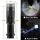 Pocket Torch LED Mini Flashlight Zoomable Inspection 1200 Lumens Q5 Flash light