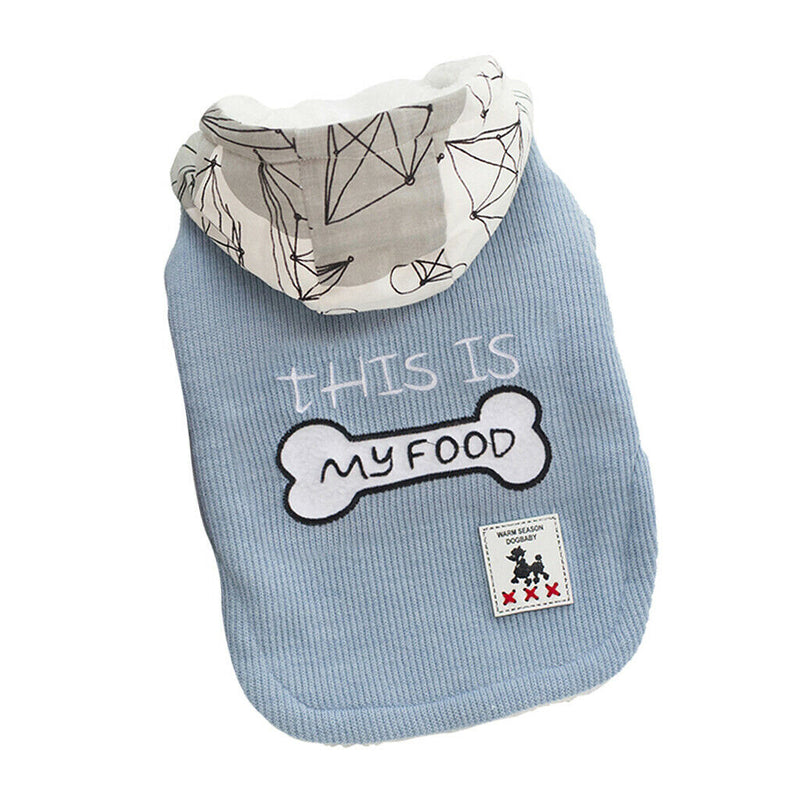 Dog Coat Hoodie Pet Winter Clothes Warm Soft for Medium Large Dogs Blue M