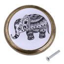 Elephant Design Zinc Alloy Round Pull Handle Knob for Home Furniture Decor