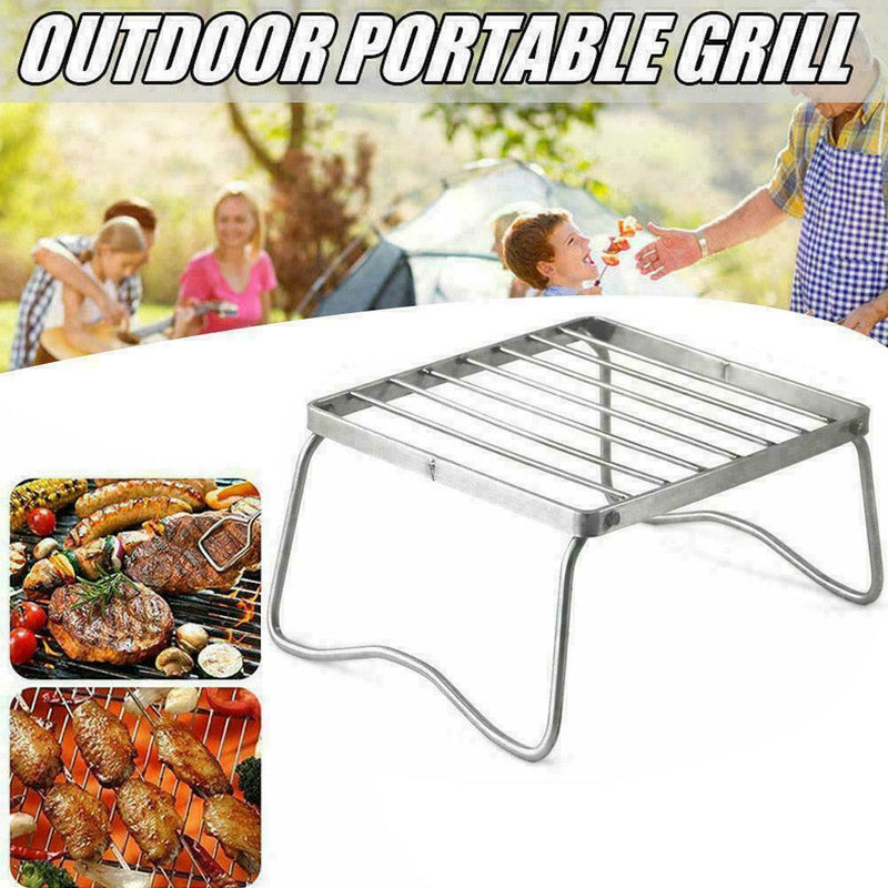 Stainless Steel Foldable BBQ Stand Portable Barbecue-Patio Gril -Camping Ho Q3M4