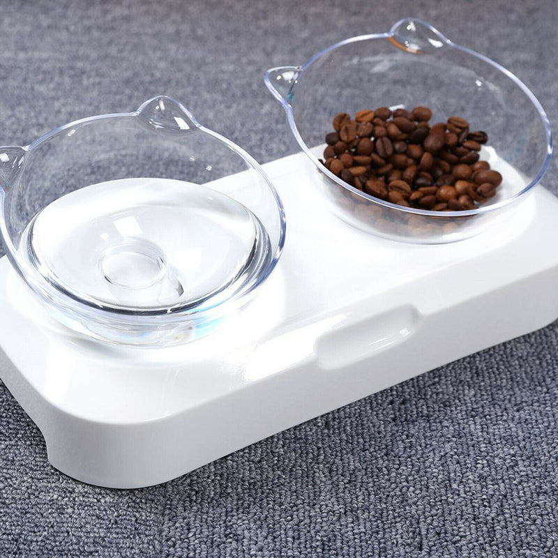 Plastic Clear Pet Food Bowl Puppy Elevated Stand Raised Dish Feeder Nonslip