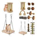 12Pc Guinea Pig Toys Wooden Dumbells Exercise Bell Roller Fun Pet Balls Supplies