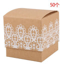 50 Kraft Paper Candy Box with white lace design wedding souvenirs wedding p Q1C8