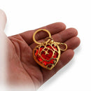 Love Heart Crystal Charm Pendant Purse Bag Key Ring Chain Gift,Red