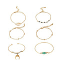 6pcs Turquoise Shell Bracelet Boho Moon Charm Bangles Women Jewelry Gift