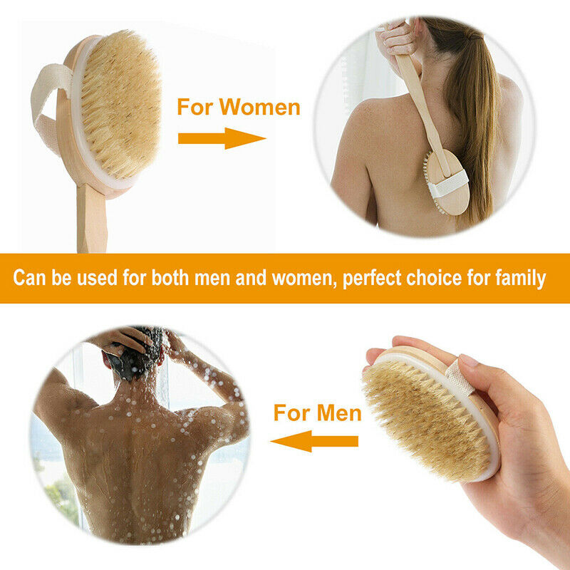 15" Handle Back Body Shower Spa Bath Brush Exfoliating Skin Clean Scrubber W Bj