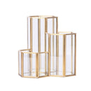 Glass Copper Hexagon Composite Pen Holder Makeup Brush Glass Box Multifunct Y2Y8