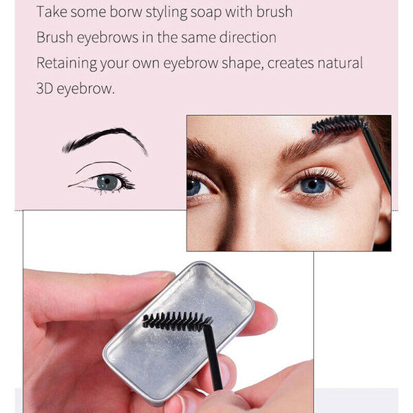 Eyebrow Shaping Soap Long Lasting Eye Brow Makeup Styling Gel Wax with BrushFD