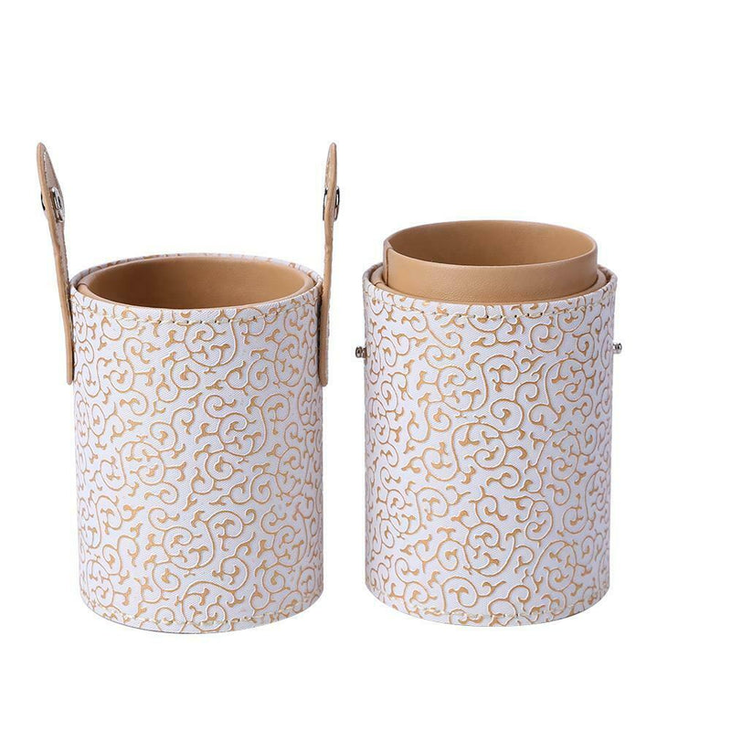 Elegant Leather Makeup Brush Holder Cosmetic Pens Storage Organizer (White) A