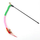 Cat Teasing Stick Colorful Pompom Feather Wand Fun Pet Teaser Rod Toys (01)