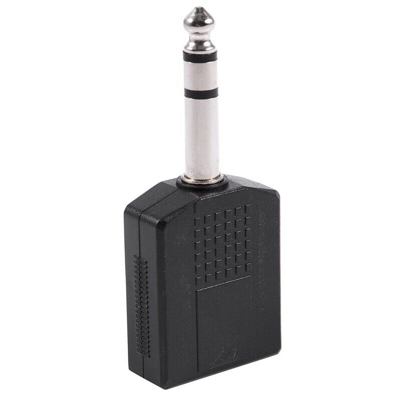 Mono 6.35mm Male Plug to Dual 6.35mm Female Socket Splitter Adapter Connect Y7S3