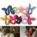 10pcs Cute Women Girls Rabbit Ear Hair Bow Tie Bands Ponytail Holder Mix Color