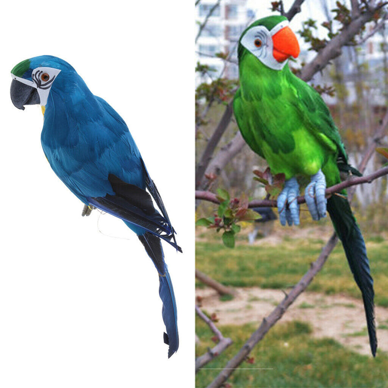 2pcs Vivid Colorful Parrot Birds Statue Garden Sculpture Home Art Ornament 45cm
