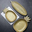 Simple Scandinavian Style Wooden Golden Tray Pineapple Shape Snack Fruit Bo