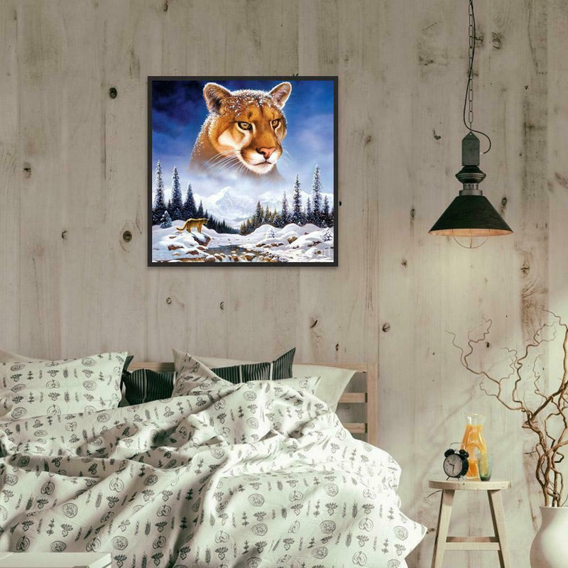 5D DIY Full Drill Diamond Painting Snow Mountain Tiger Cross Stitch Mosaic