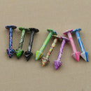 8Pcs/Lot Multicolor Stainless Steel 16G Lip Chin Labret Bar Ring Stud Spike