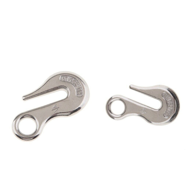 2PCS 1/4IN Forged Stainless Steel Hook Safety Latch Eye Hook Tow Crane Lift