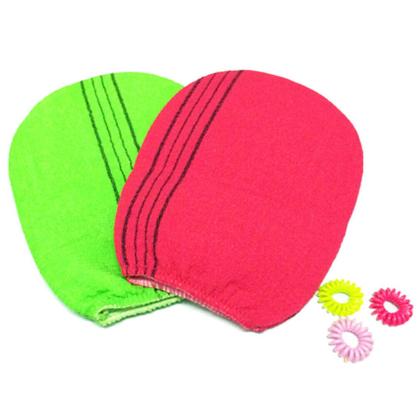 1/2 colors Korean Italy Exfoliating Body-Scrub Glove Towel Green Red 3C