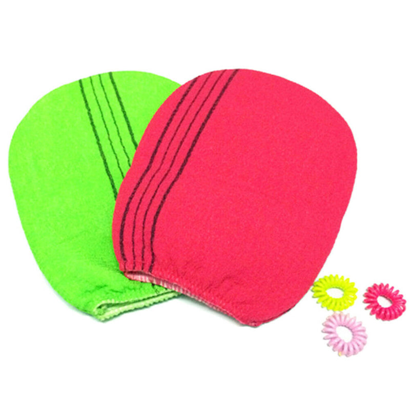 1/2 colors Korean Italy Exfoliating Body-Scrub Glove Towel Green Red 3C