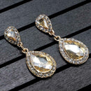 Elegant Water Drop Crystal Earrings Rhinestone Dangle Women Wedding Jewelry A
