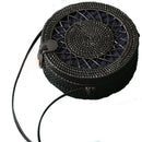 Black Round Rattan Bags For Women Crossbody Bag Handmade Woven Circle Shoul