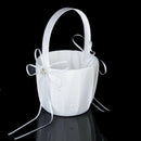 Satin Beading Wedding Flower Girl Basket Rhinestone Flower Decor---White