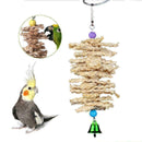Parrot Bird Wooden Grass Chewing Bite Hanging Cage Bell Swing Climb Pet-Sup G0P0