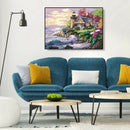 Painting By Numbers Kit DIY Sea House Hand Painted Canvas Oil Art Picture A
