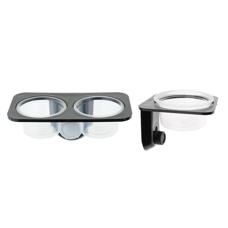 2 x Plastic Reptile Feeding Water Feeder Bottle with Suction Cup Basin for Small