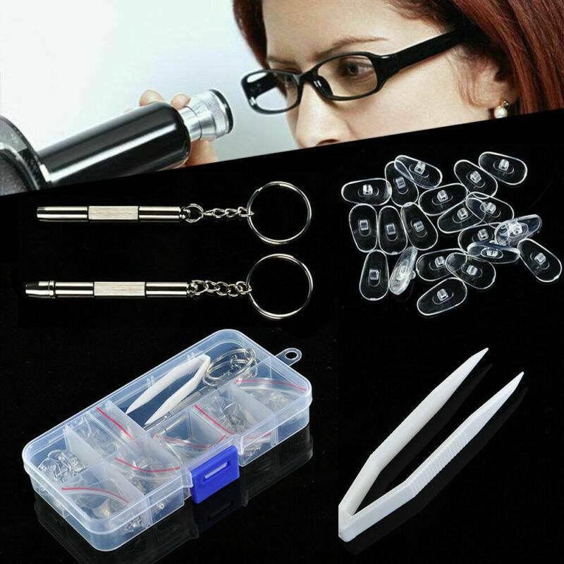 Durable Eye Glasses Repair Tool Screw Nose Pad Nut Optical Assortment Kits UK'