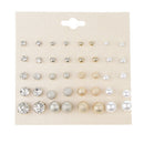 40 Pairs Multi Assorted Size Stud Earrings Crystal Ball Ear Stud Jewelry