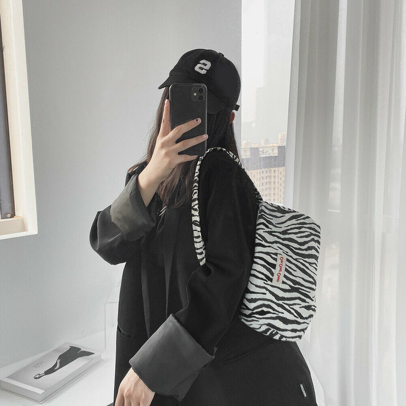 Fashion Animal Zebra Printed Clutches Purse Travel Street Underarm Shoulder Bags