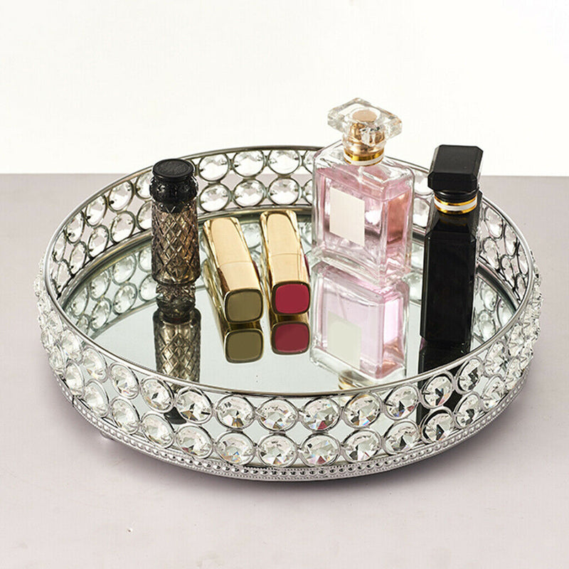 Crystal Vanity Makeup Tray Large Storage Ornate Jewelry Trinket Cosmetic Tray
