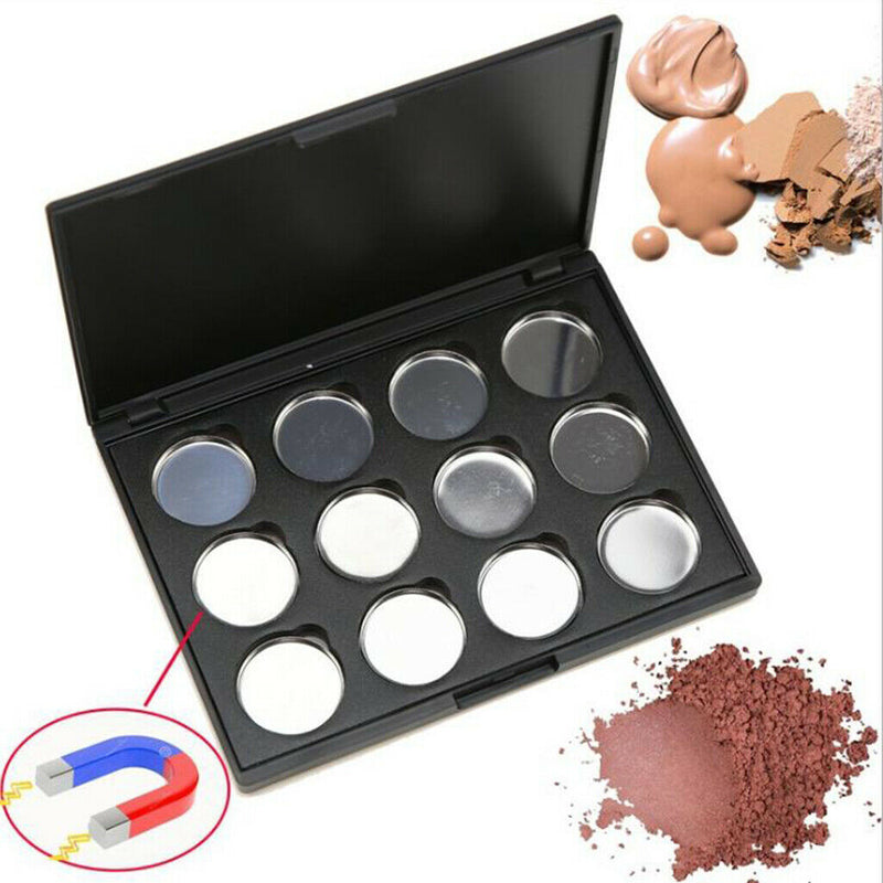12 Grids Eyeshadow Blush Lipstick Palette  Foundation Case with Pans