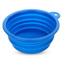 Bowl Feeder Foldable Silicone Blue for Dog Cat Pet O8X4