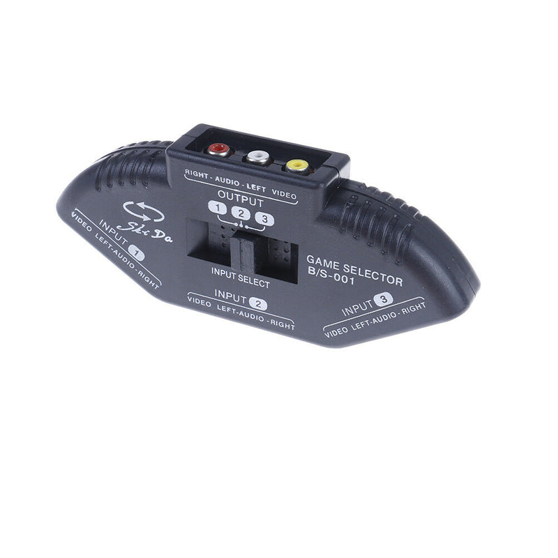 3 way audio video av rca switch switcher splitter with cable ME
