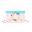 Holographic Ring Messenger Handbags Chain Shoulder Bag Women Flap Pvc Small