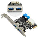 2 Port USB 3.0 PCI-E Expansion Card 19pin Header 4pin IDE Power Connector  BX
