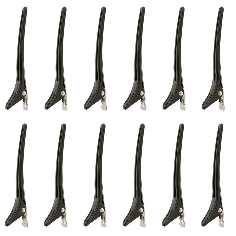 12pcs Wide Clips Salon Hair Grip Clamps Hairdressing Tool Hairpin Black