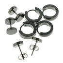 4 Pairs Assorted Style Stainless Steel Huggie Earrings Black Small Hoop Studs