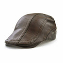 Jamont Light Coffee Men'S Pu Leather Beret Caps Winter Autumn New Male Adju I7K4